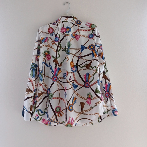 TALBOTS Classic Cotton Shirt - Links & Ribbons, size L - Picture 2 of 15